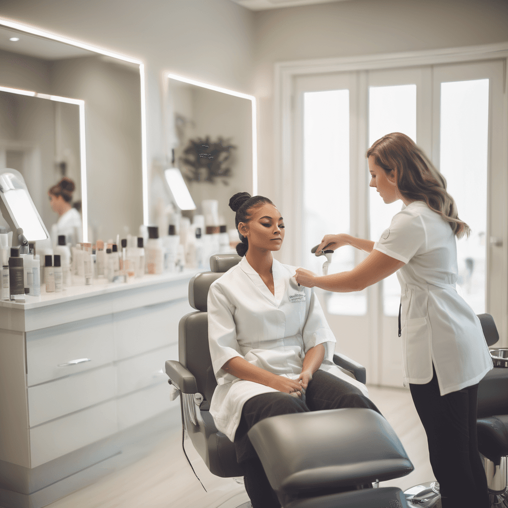 Students providing professional skincare services to clients